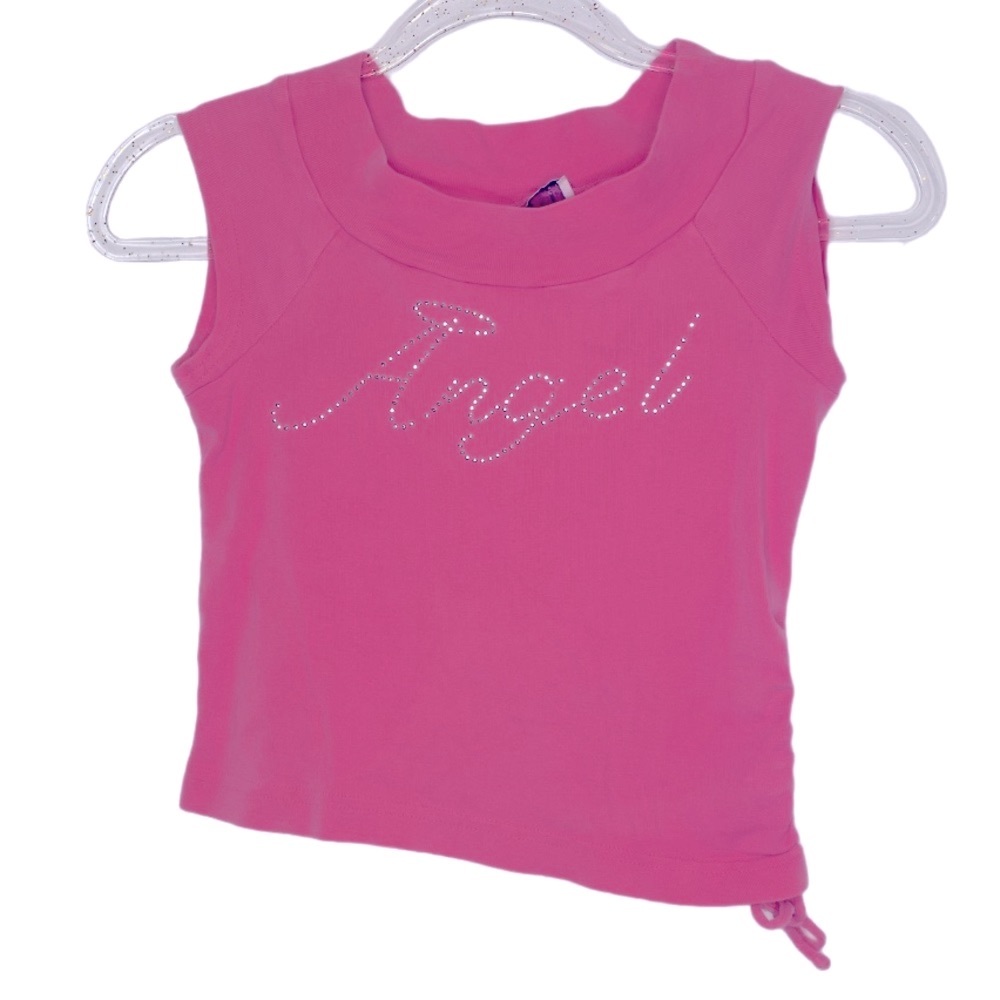 Pink Angel Bedazzled Asymmetrical Top